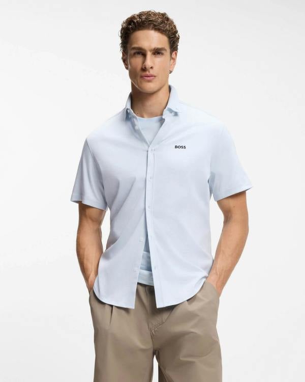 BOSS Green ST_Motion Mens Short Sleeve Shirt - Open Blue 460