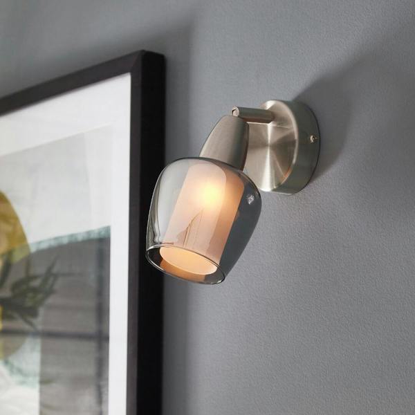Pagazzi Lighting Kennen 1 Light Nickel and Smoked Glass Wall Light