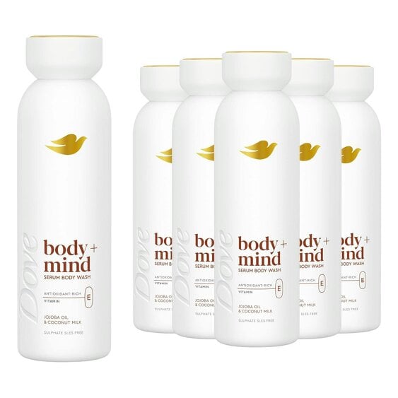 Dove Body + Mind Serum Body Wash Jojoba Oil Antioxidant & Vitamin E, 6x350ml