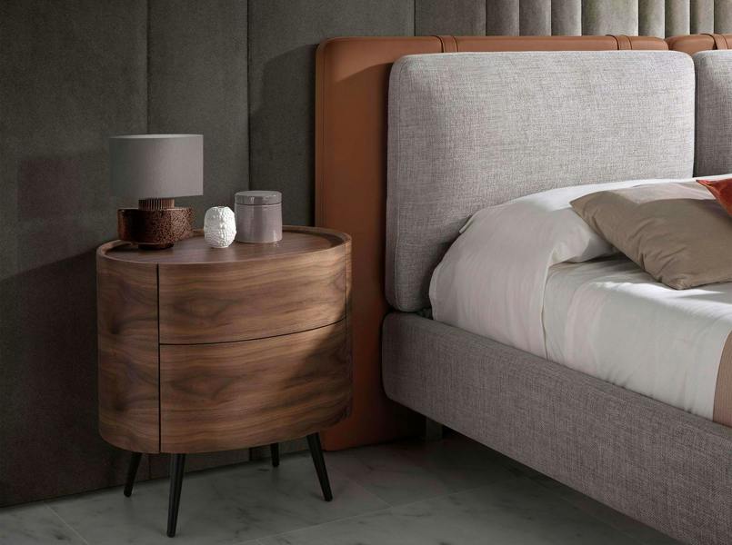 Angel Cerdá Bedside table walnut and black steel 7074