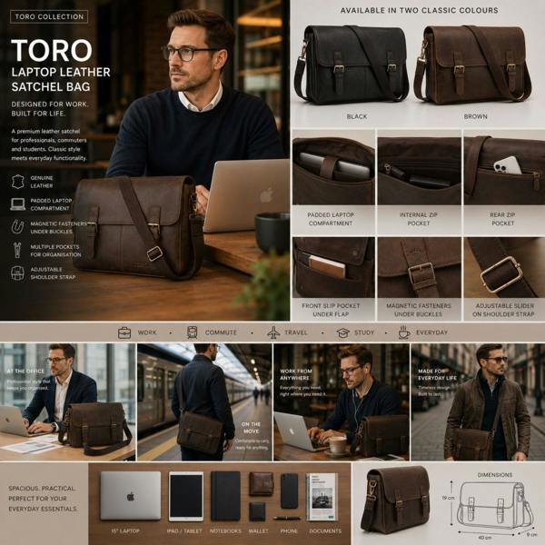 Mala Leather Toro Laptop Leather Satchel Bag