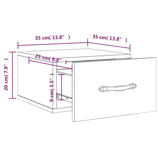 Berkfield Wall-mounted Bedside Cabinet Sonoma Oak 35x35x20 cm