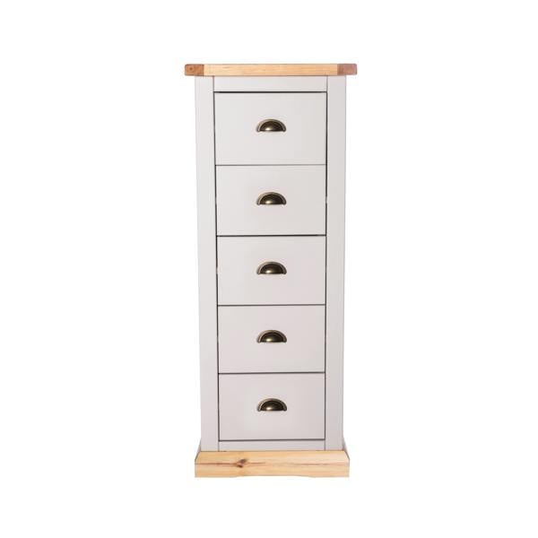 Bomporto 5 Drawer Narrow Chest of Drawers Brass Cup Handle