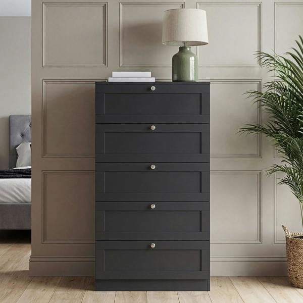Vida Designs Altino 5 Drawer Chest, Black