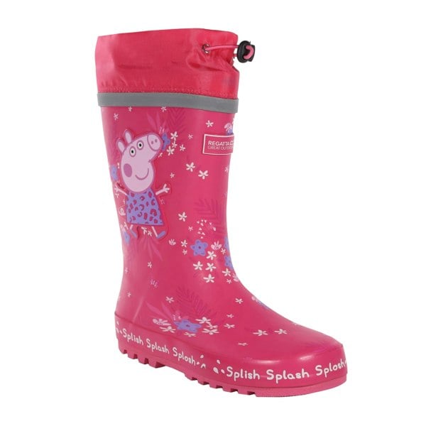 Regatta Kids Splash Peppa Pig Tropical Wellington Boots - Pink Fusion