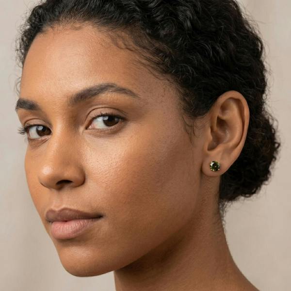 Spero London 9ct Solid Gold Peridot Stud Earrings