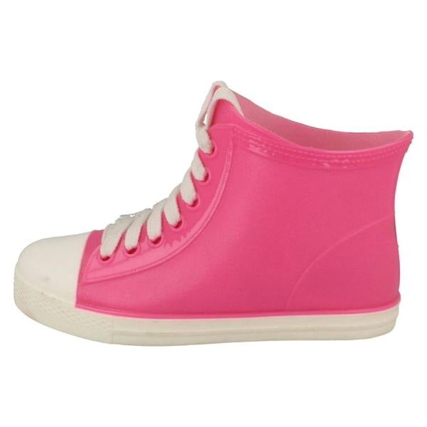 Spot On Ladies Spot On Lace Up Sneaker Style Ankle Wellington Boots