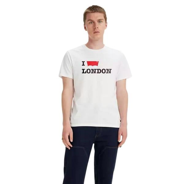 Levis Mens London Batwing Logo Crew Neck T-Shirt - White - 