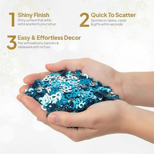 65th Birthday Blue & Silver Metallic Confetti Pack for Party Table Decoration image 7