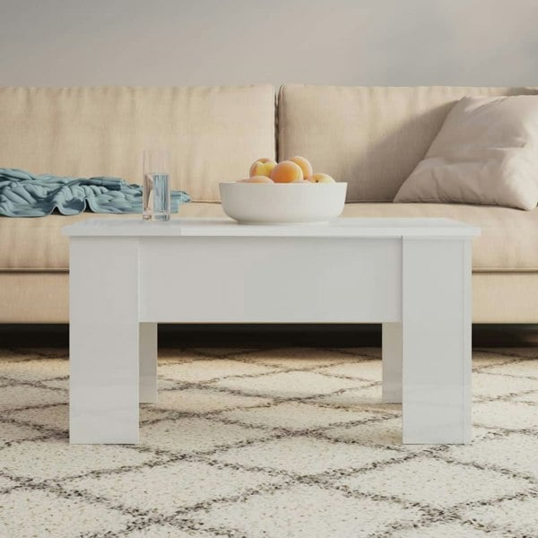 Berkfield Coffee Table High Gloss White 79x49x41 cm Engineered Wood