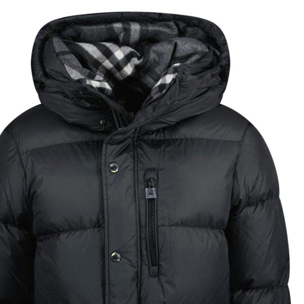 Burberry 'Haworth' Hooded Check Down Jacket Black - chancefashionco
