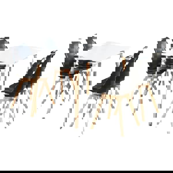 Life Interiors 5PCs Dining Set - a White Halo Dining Table & Set of 4 Lorenzo Tulip Chairs with Padded Seat