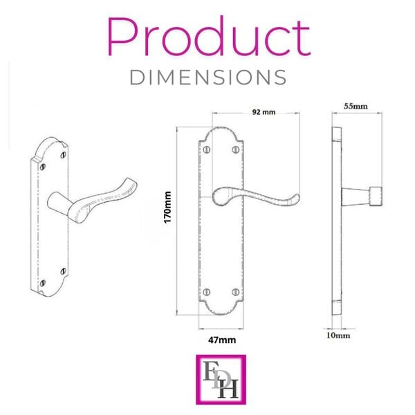 EDH Door Hardware Matt Black Internal Door Handles Ashford Style Lever Latch Handles and Latch