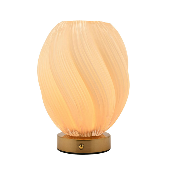 Hestia Swirl Glass LED Rechargeable Touch Lamp