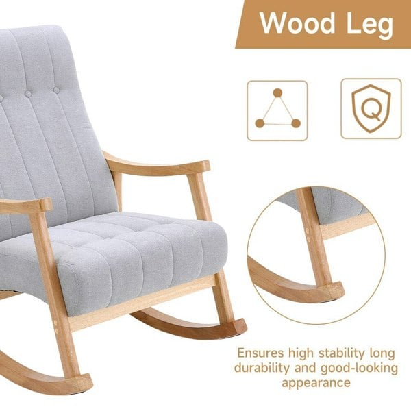 Solid Wood Rocking Chair with Velvet Upholstered Rocking Chairs Living and Home