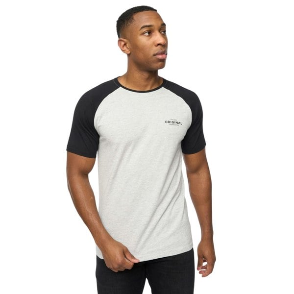 Crosshatch Mens Meza T-Shirt - Grey Marl/Black