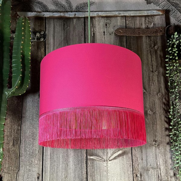 Love Frankie Pomegranate Pink Lampshade with Gold Lining & Pink Fringing