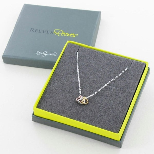 Sterling Silver Amoré Trio Heart Necklace - Reeves & Reeves