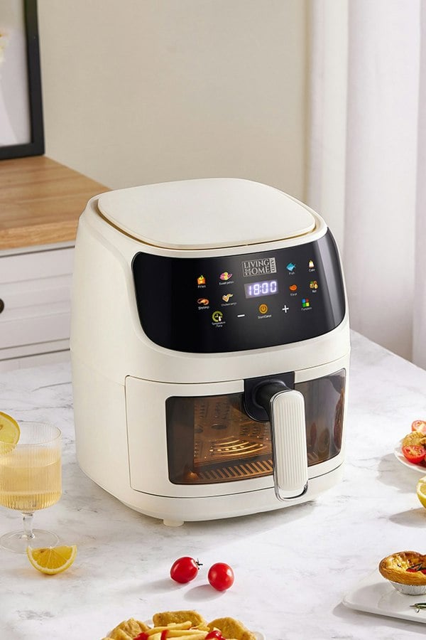 Living and Home 8L Digital Air Fryer Oven 8 Settings with Visible Window Adjustable Temps Timer