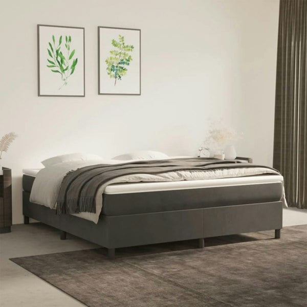 Berkfield Box Spring Bed Frame Dark Grey 180x200 cm 6FT Super King Velvet