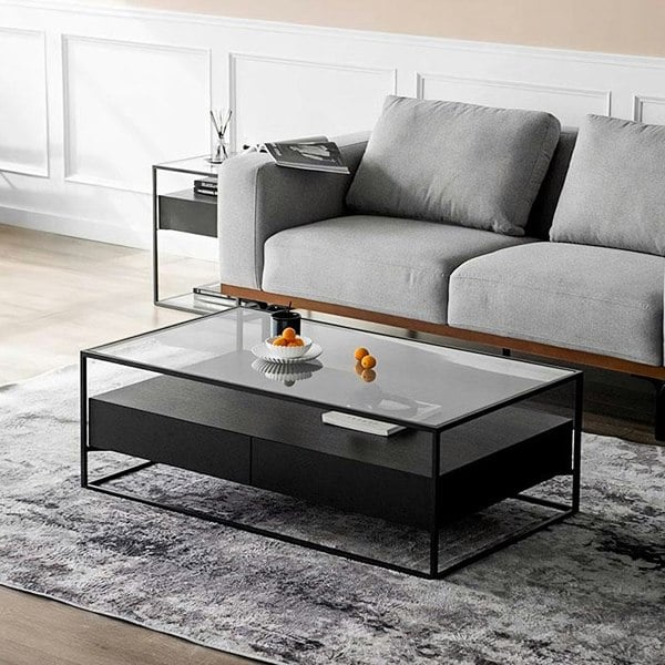 Weilai Concept Sanderson Rectangle Coffee Table With Storage, Black