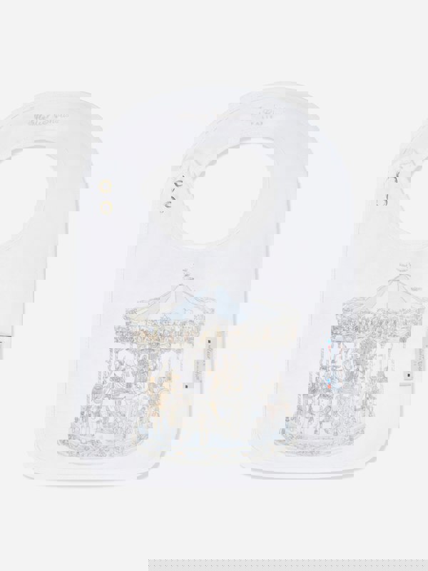 Atelier Choux Baby Boys Carousel Swaddle And Satin Bib Gift Set in Blue