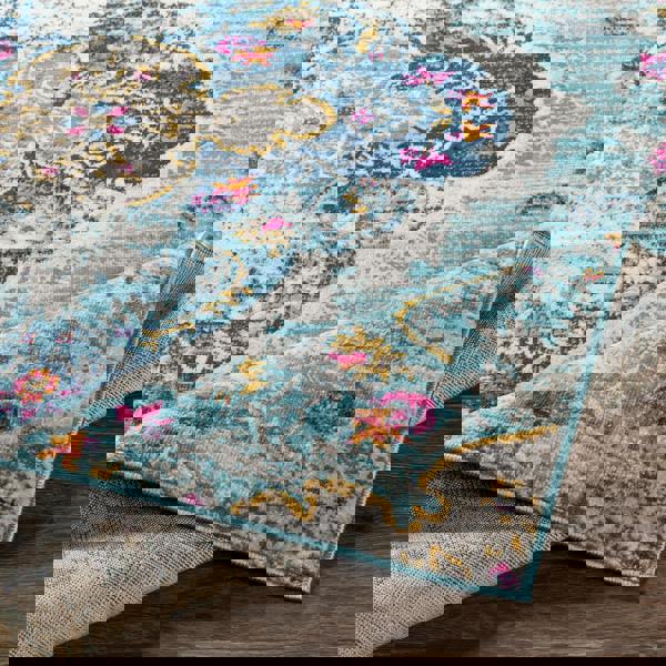 Livabliss Floransa-Vintage Blue Beige Grey Pink Traditional Boho Rug