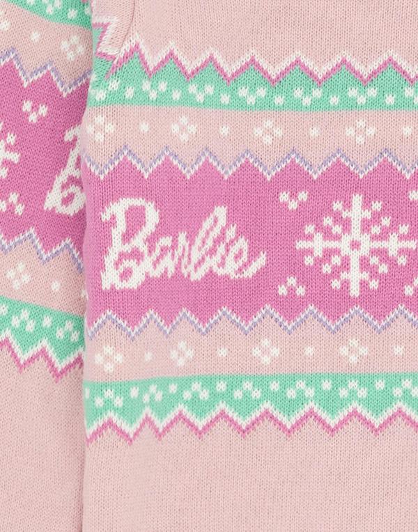 Barbie Girls Pink Barbie Logo Christmas Jumper