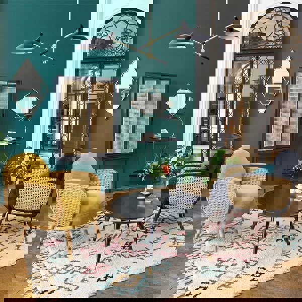 Cane Rattan Armchair, Velvet-Weilai Concept-Weilai Concept