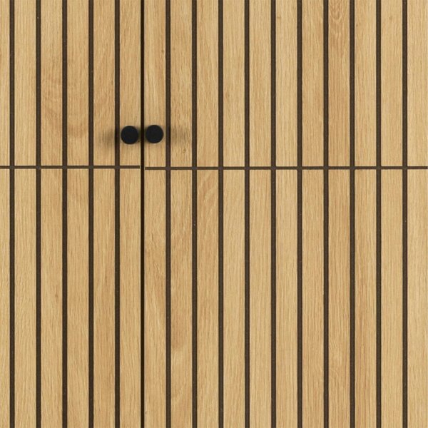 Wyld Haus Bjork Natural Oak Wood and Black Panelled Wardrobe 4 Doors