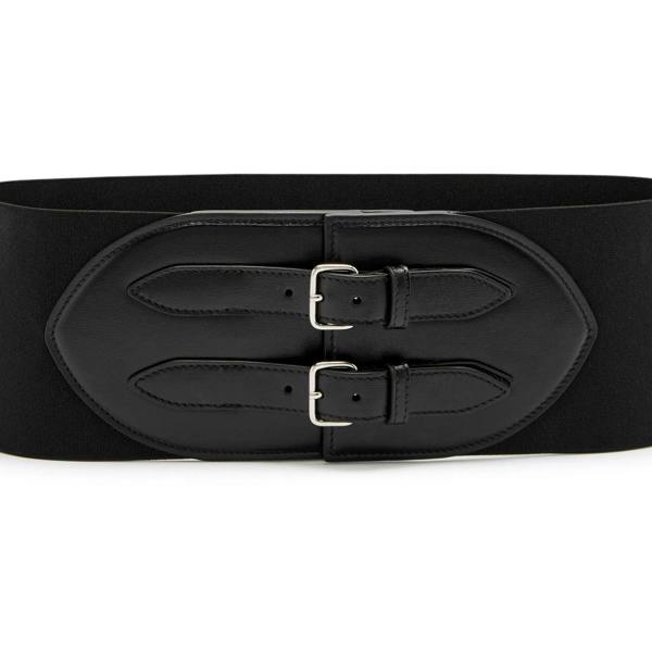 Alaia buckled leather corset belt in black calf leather