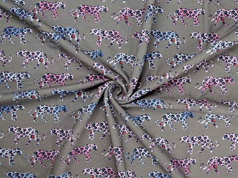 Minerva Core Range Deadstock Fleece Back Sweatshirt Stretch Knit Fabric - Animals Design Dressmaking Fabric, 142.5 cm / 57" Wide - per metre
