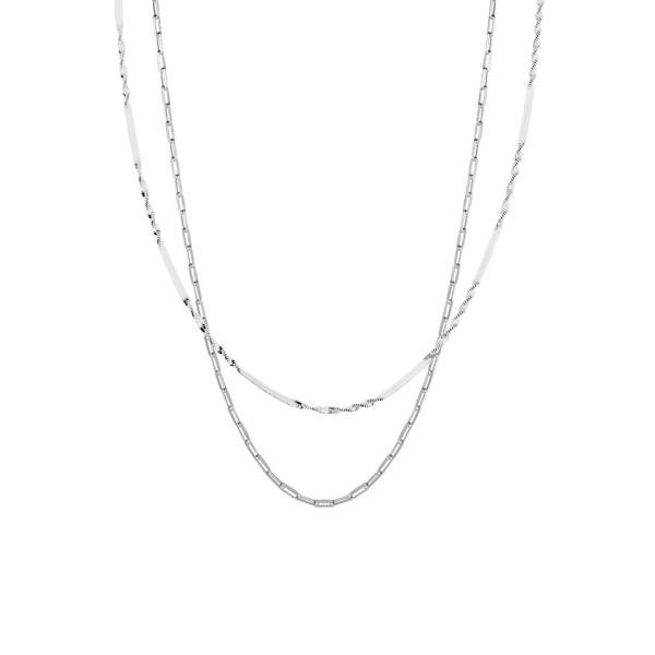 Spero London Semi Twisted and Paperclip Chain Sterling Silver Layering Necklace Set