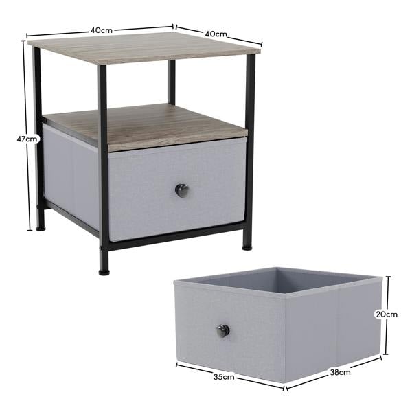 Vida Designs Chorley 1 Drawer Fabric Drawer Chest, Beige & Grey Wood