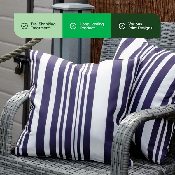 Gardenwize Pack of 2 Blue Striped Cushion Covers