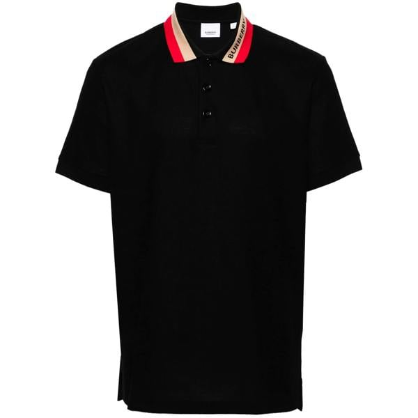 Burberry Contrasting Collar Polo Shirt   in  Black