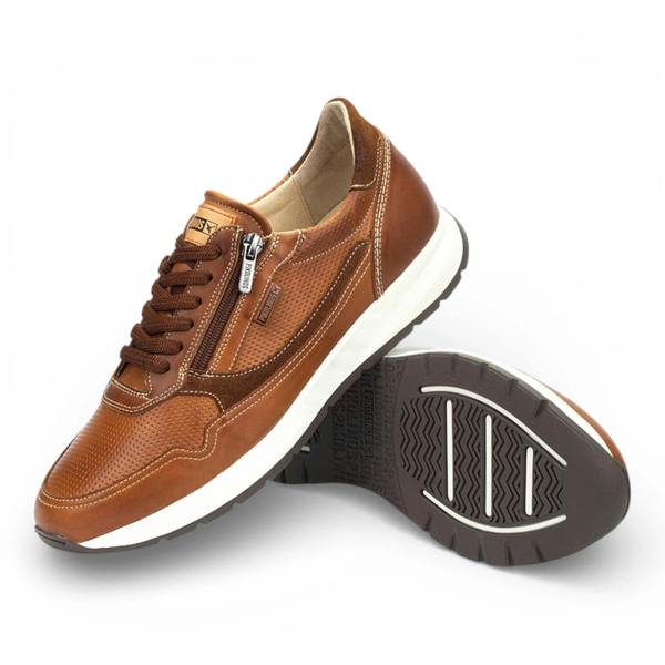 Pikolinos Getafe - Men's Brown Leather Easy Wear Sneakers