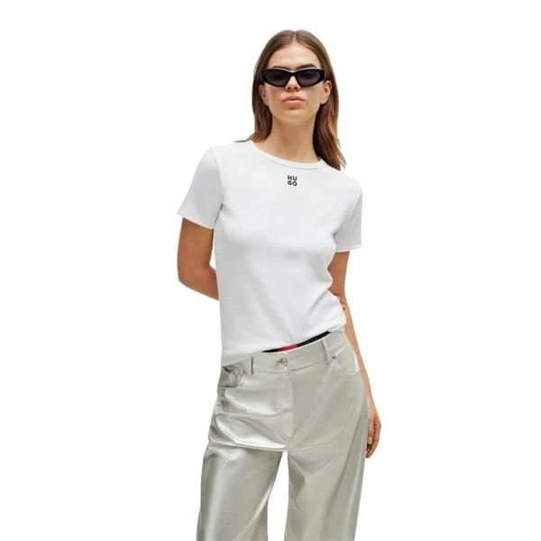 Hugo Womens/Ladies Embroidered Logo Regular T-Shirt - White - 