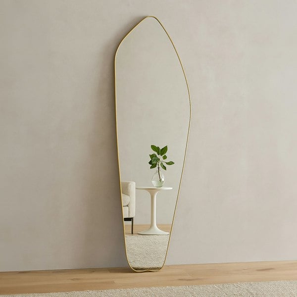 Exclusive Mirrors Modern Gold Metal Irregular Full Length Mirror 177cm x 61cm