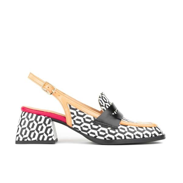 Embassy London Diana - Peach & Hexa Print - Women's block heel slingback leather pump
