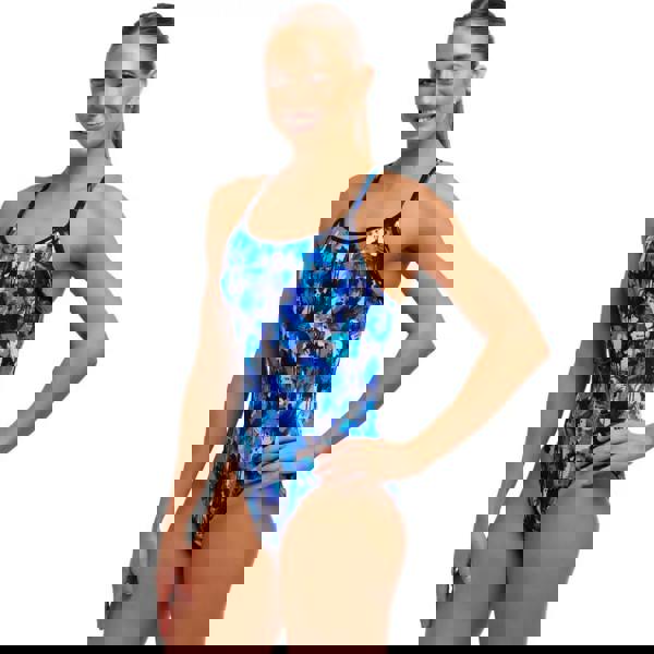 Funkita Messer Diamond blue floral one-piece swimsuit with black trim