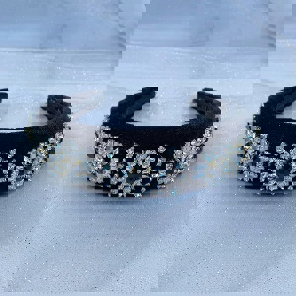 jewelled headband black padded headband with vintage crystal