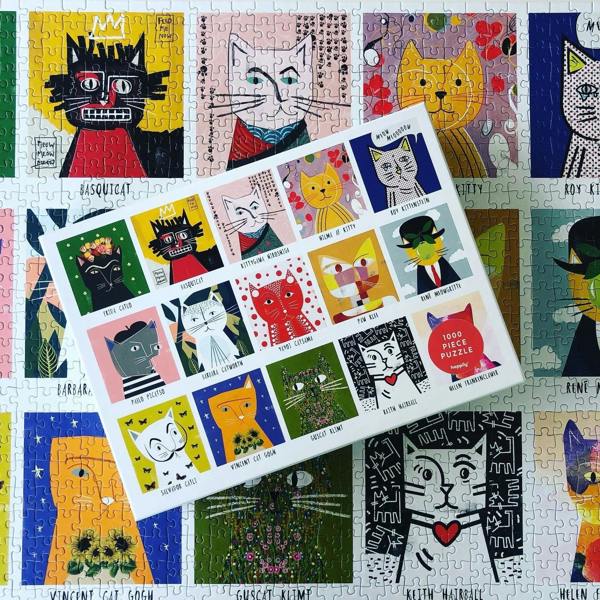 Happily Puzzles Art Cats - 1,000 Piece Jigsaw Puzzle