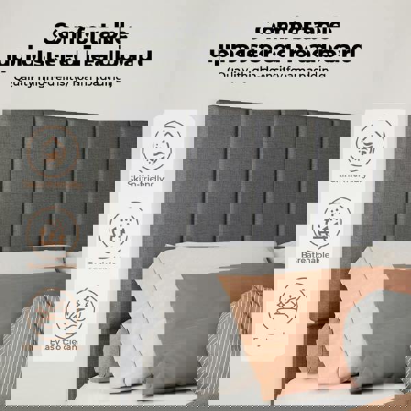 Levede Upholstered Bed Frame Linen Fabric Soft Foam Headboard Small Double King