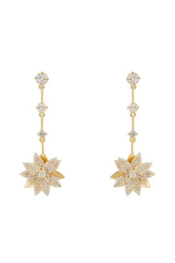 Latelita Dahlia Drop Earrings Gold White