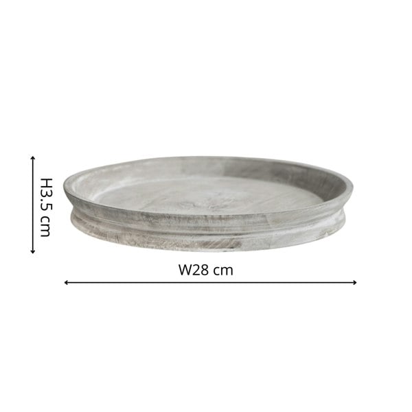 Ivyline Padstow White Wash Wooden Candle Tray