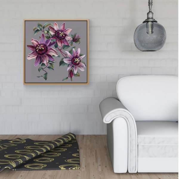 Warren Reed Purple Passion Flowers Framed Canvas