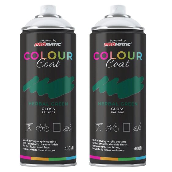 Colour Coat 2X Herbal Green RAL 6005 Gloss Spray Paint 400ml
