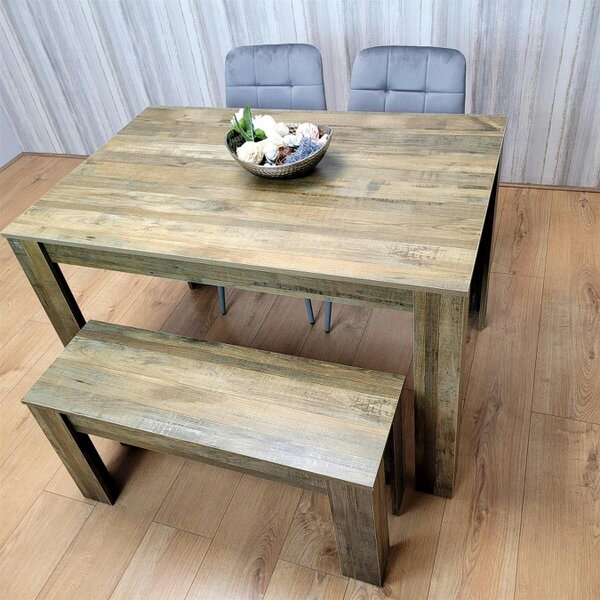 Kosy Koala Dining Table Set for 4 ? Modern Table with 2 Velvet Chairs And 1 Bench ? Dining Room Furniture