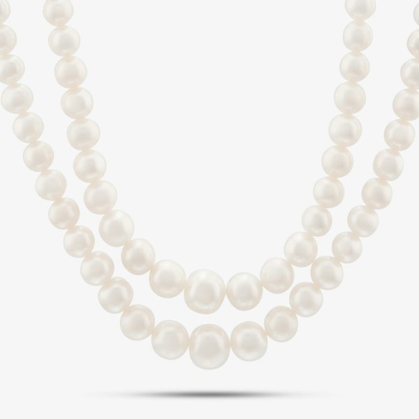 T. H. Baker 9ct Yellow Gold Two Strand Graduated Freshwater Pearl Necklace POZ827SD/FW